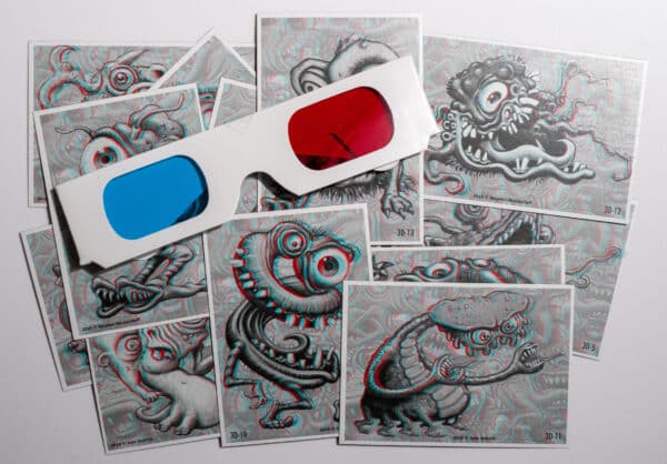 Funny Fiends 3D 14 card set with 3D glasses